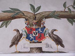 Het wapen van Margaretha Bouwina Tjarda van Starkenborgh , detail van de kwartierstaat. - Foto: Landgoed Borg Verhildersum