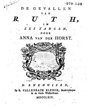 <p>De gevallen van Ruth, in zes zangen (1764), een epos van Van der Horst</p>
