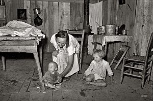 <p>Armoede in de Verenigde Staten. - Foto: Russell Lee for the Farm Security Administration, via History Lovers Club</p>

