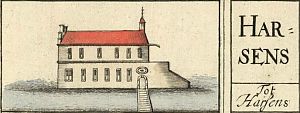 <p>De Harssensborg op de kaart van Coenders van Helpen, 1678.</p>
