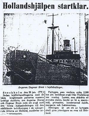 <p>Artikel in de Göteborgs Posten van 21 januari 1945: 'Hulp aan Holland in de startblokken'</p>