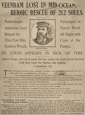 <p>Krantenartikel uit 1898 over de schipbreuk van de &#39;Veendam&#39;. - Bron: onbekend</p>
