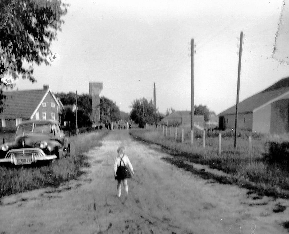 <p>De luchtwachttoren gezien vanaf de Beukenweg, in 1957. - Foto: priv&eacute;bezit G. Nuus</p>
