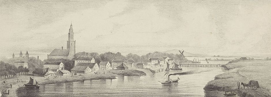 <p>Gezicht op Arnhem, litho van Karel Frederik Bombled, 1832 - 1902</p>
