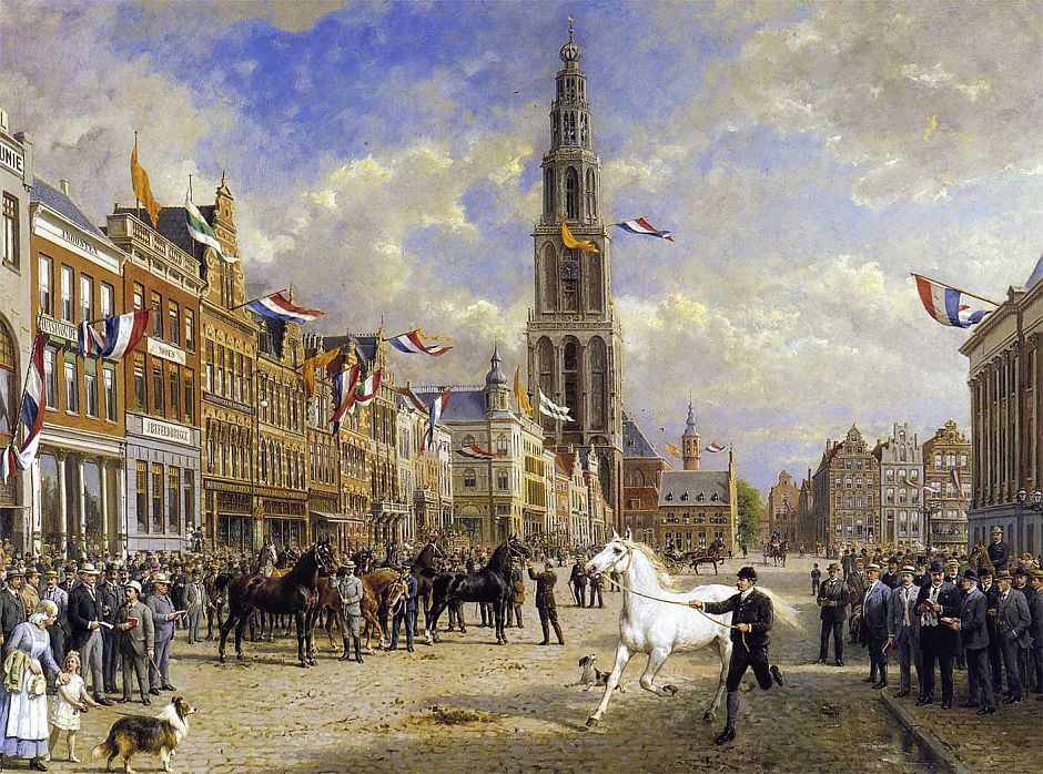De Paardenkeuring op de Grote Markt op de 28ste augustus, het bekende schilderij van Otto Eerelman uit 1920.