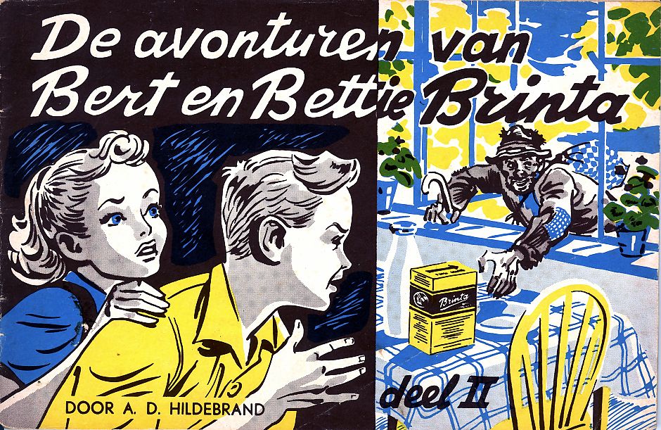 <p>Omslag van de &eacute;&eacute;n van de boekjes met avonturen van Bert en Bettie Brinta. Collectie Veenkoloniaal Museum, Veendam.</p>
