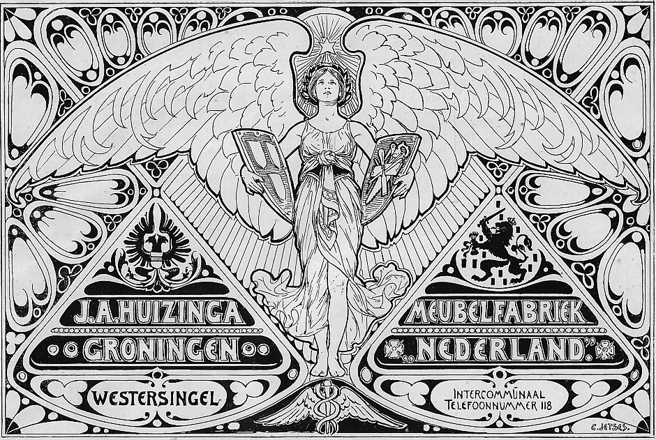<p>Een affiche voor Huizinga&#39;s Meubelfabriek &#39;Nederland&#39;, getekend door Cornelis Jetses. - Foto: Stichting Huizinga Meubel Nederland</p>
