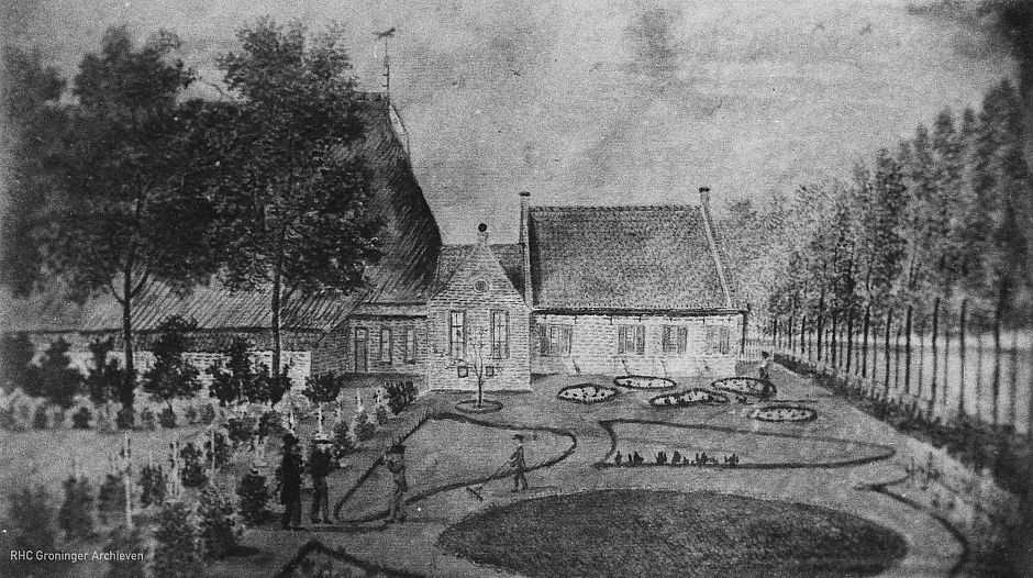 <p>Op een onbekend schilderij is te zien hoe Bocum na de verwoesting in 1717 is herbouwd en hoe er een slingertuin is aangelegd. &ndash; Foto: www.beeldbankgroningen.nl (818-21938)</p>
