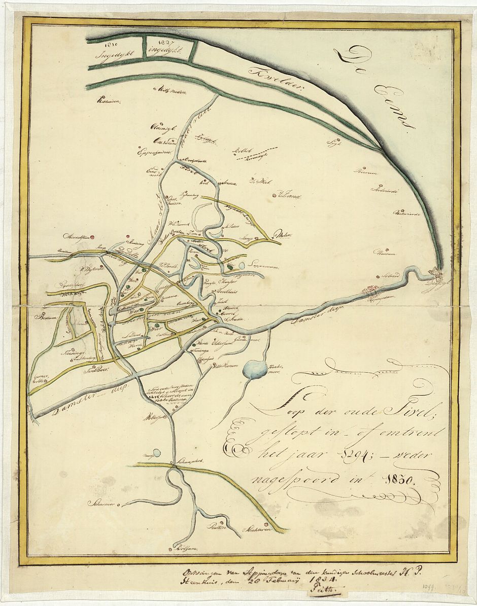 Loop van de oude Fivel, H.P. Steenhuis, 1834. - Kaart: www.beeldbankgroningen.nl (817-1099)