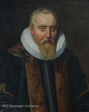 Ubbo Emmius, olieverf op paneel, Pieter Belta, 1628, RHC Groninger Archieven