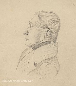 <p>Jan Goeverneur op 33-jarige leeftijd (1842). - Tekening door&nbsp;Jhr. mr. W. Gockinga, Collectie Groninger Archieven</p>
