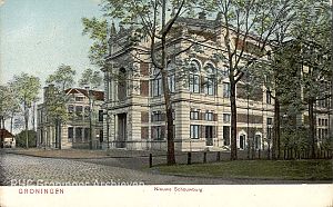 Groningen Nieuwe Schouwburg, ansichtkaart uit 1907. - www.beeldbankgroningen.nl (1986-05708)