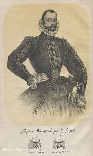 Jonker Johan Rengers van Ten Post (1542-1626) op 32-jarige leeftijd.