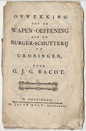Opwekking tot de wapen oefening (...), 1784, RHC Groninger Archieven (598-88)
