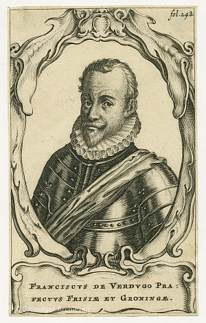 Don Francisco Verdugo, gouverneur van Vrieslant ende Groeningen. - Prent: www.beeldbangroningen.nl (1536-4400)