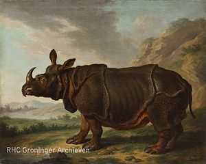 Sichtermans had een neushoorn, Clara, als huisdier in Bengalen. - Schilderij: De Leidse Rhinoceros, Johann Dietrich Findorff © bpk Berlin / Staatliches Museum Schwerin