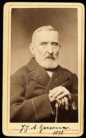 <p>Jan Goeverneur op 69-jarige leeftijd (1878). - Foto: Kramer, J.G., Collectie Groninger Archieven</p>
