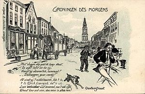 Ansichtkaart met het gedicht 'Groningen des morgens', ca. 1901. - Ansicht: B. Jacobs, www.beeldbankgroningen.nl (1986-23888)