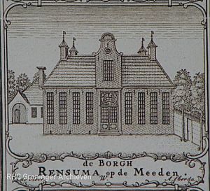 De borgh Rensuma op de Meeden, detail van de kaart van Beckeringh uit 1781 - Beeld: www.beeldbankgroningen.nl (1536-7394)