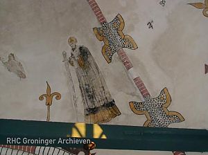 De heilige Pancratius op het plafond van de kerk van Godlinze.